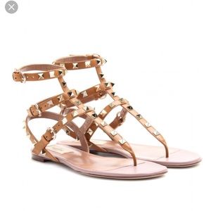 Pyramid Stud Gladiator Sandals Tan
